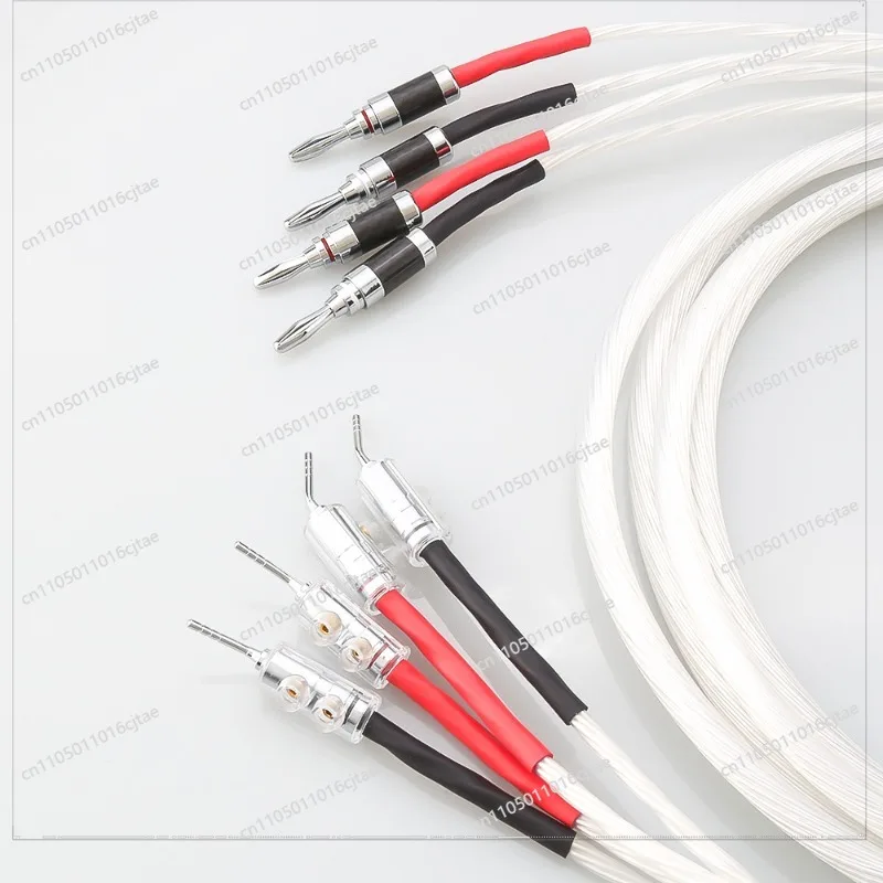 For 5N OCC Silver-plated Fever, Main Speaker Cable,  Banana Head Needle Plug Y Plug, Power Amplifier Audio Cable 2.5M