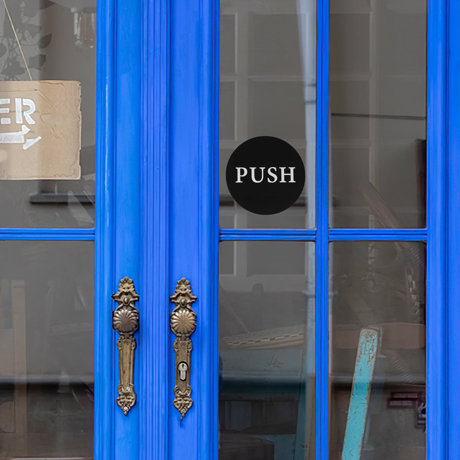 

2pcs Push Pull Glass Door Signs Acrylic Office Door Plaques Directional Warning Stickers Clear Indicator