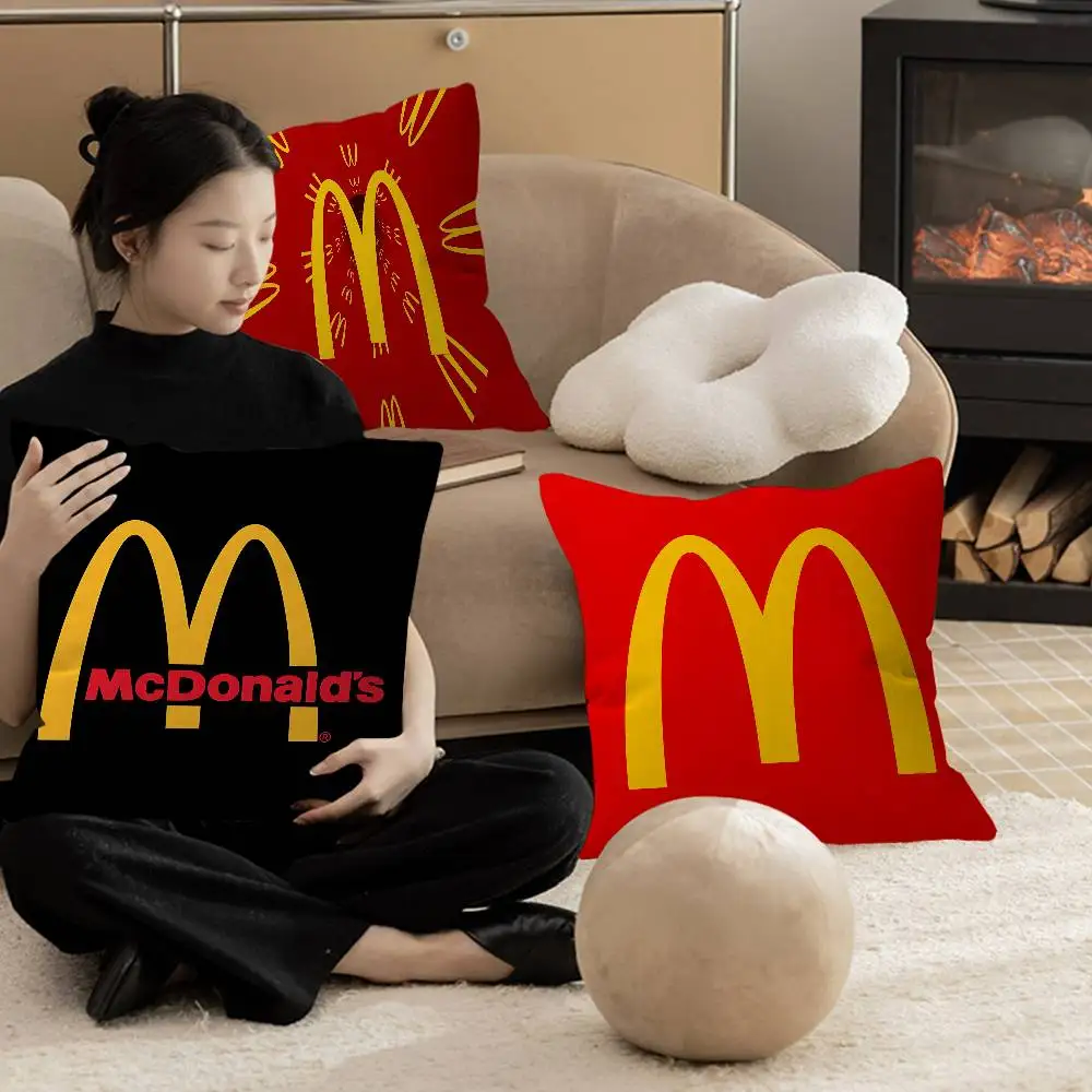 Funda de cojín con el famoso LOGO M-McDonaldes, decoración rústica para el hogar, fundas de almohada decorativas para sofá