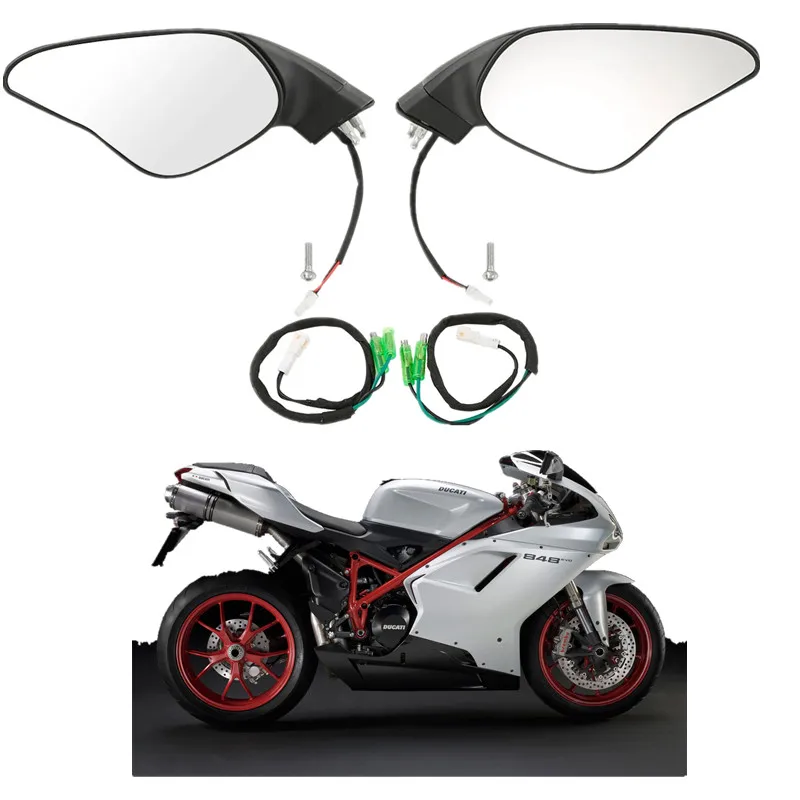 

For Ducati 848 EVO 2008-2013 1098 1098S 1098R 2007-2009 1198 1198S 1198R 2009-2011 Motorcycle Rearview Mirrors W/Turn Signals