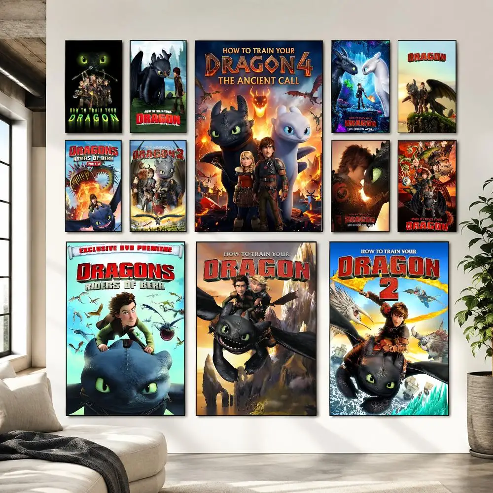 Best Seller Anime H-HTTYD Painting Calligraphy Canvas Wall Art Living Room Bedroom Hallway ClearPrint Non-Fading&Gift