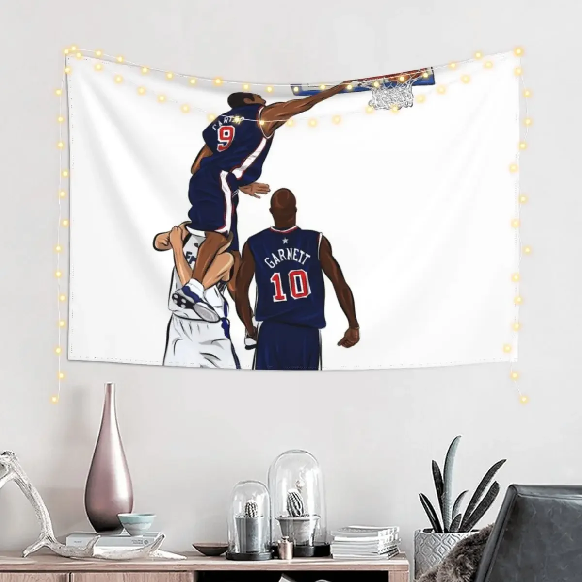 Best Dunk Ever Vince Carter Team USA Illustration Tapestry House Decor Home And Comfort Decor Tapestry