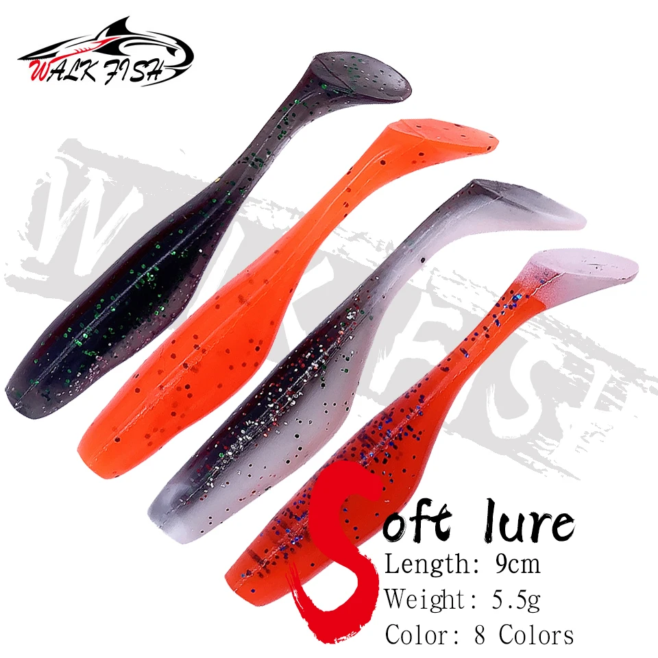 WALK FISH 4PCS/Lot Fishing Lure 9cm/5.5g Soft Baits Fishing Wobbler Bass Pike Bait Artificial Fishing soft Lure Tackle