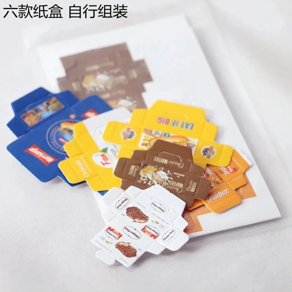 Ensemble de nourriture miniature pour maison de poupée à l'échelle 1/12, comprenant des mini biscuits, des boissons froides, une boîte de boissons, un modèle de scène de mini-boutique, accessoires pour poupées