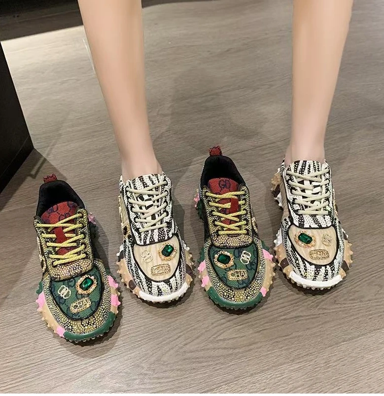 Women Shoes New Rhinestone Women Sneakser Diamond Breathable Casual Designer Sneakers for Women Tenis Shose