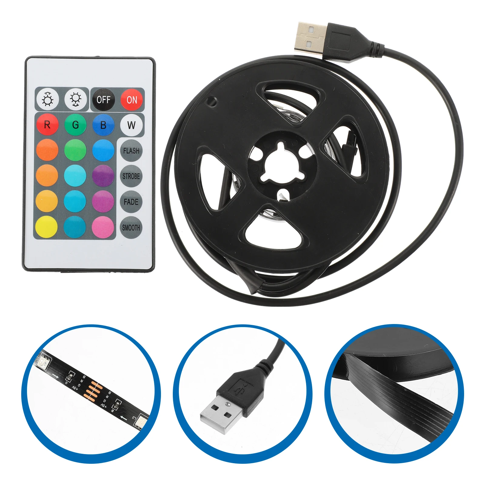 

LED Light Strip Background Light Set Flexible USB Remote Control RGB Color Strip Lamp Bedroom Decor Neon Lights White
