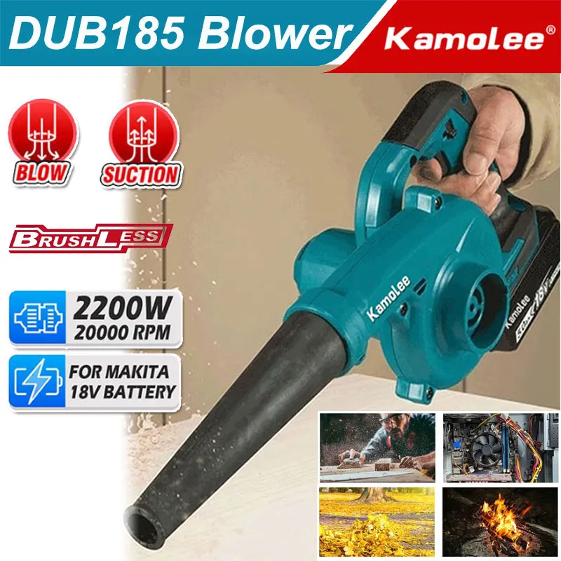 

Kamolee Brushless 21000rpm 2200W Cleaning Blower and Blade Blower Household Car Snow Blower Manual Electric Tool with Battery