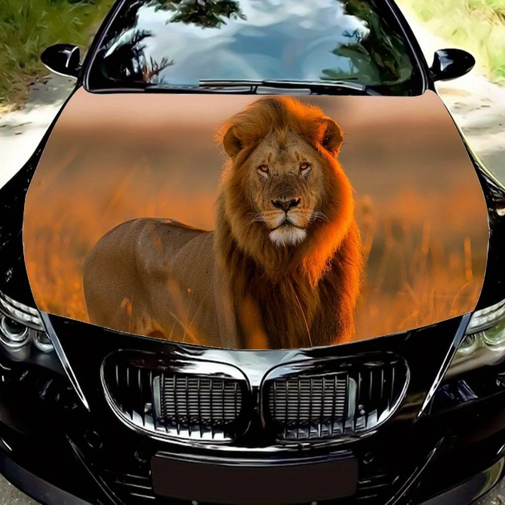 

Cool Running Wild Lion Animal Car Hood Wrap Color Vinyl Sticker Truck Graphic Bonnet Auto Accessories Decoration Decal Gift