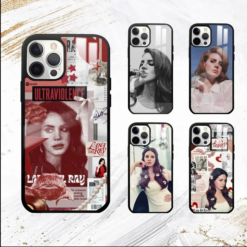 L-Lana D-Del Reys Singer Kraft Phone Case For iPhone 16 15 14 13 12 11 Pro Max Plus Mini PC Fashion mirror phone case