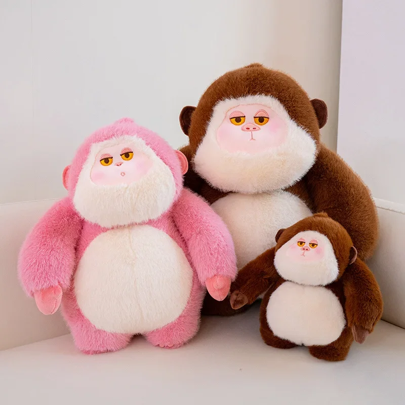 New Lifelike Brown Pink Orangutan King Kong Stuffed Animals Toys Soft Cartoon Monkey Plush Toys for Kids Funny Gifts