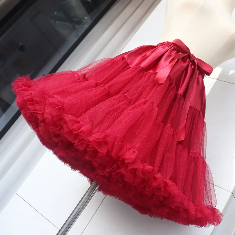 12 Farben Frauen Blumen-Stil Lolita Petticoats Krinoline Inner Trubel Cosplay Tutu Puffy Plissee Cancan Rock unter Kleidern – Detail 11