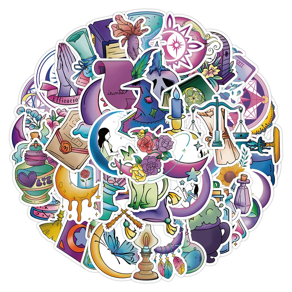 10/30/50pcs Art Magic Sun Moon Stickers Cartoon pozioni Sticker Scrapbooking bottiglia Laptop bagaglio impermeabile Graffiti decalcomania giocattolo