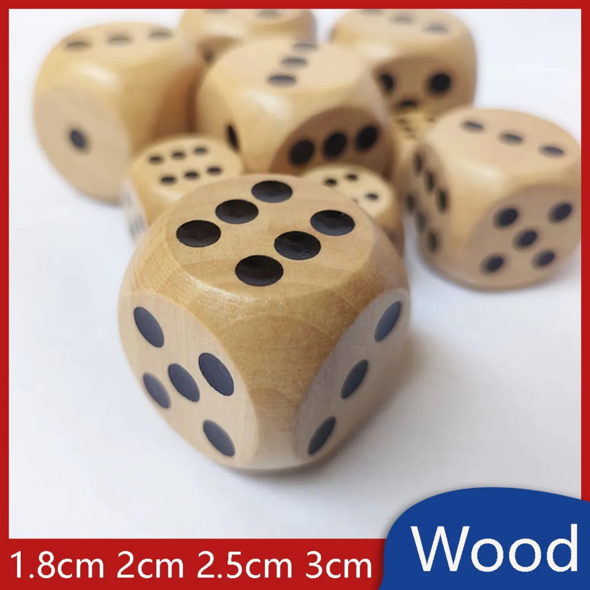 Wooden Dice Six Sided Spot D6 Cube Wood 1.8cm 2cm 2.5cm 3cm for Board Game / Decoration / Random