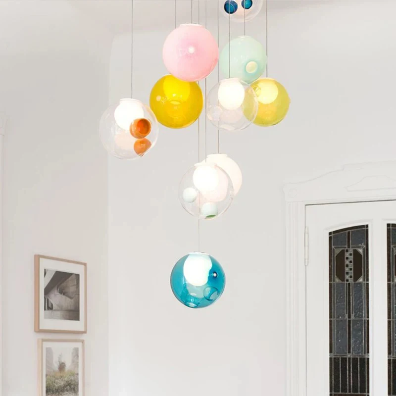 

Gray Clear Glass Pendant Light Led Dimmable Colorful Luxury Hanging Lamp Boho Decoration Store Shop Kitchen Island Light Fixture