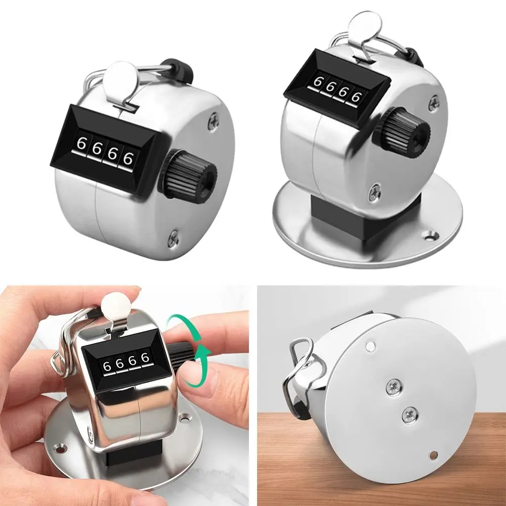 Mini 4 Digit Number Mechanical Counter Hand Held Metal Counting Clicker Number Counting Warehouse