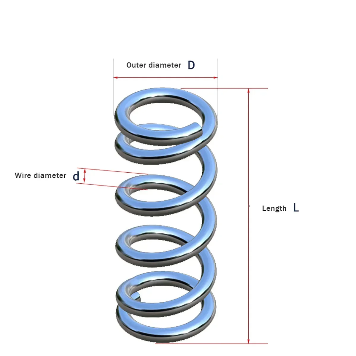 304 roestvrij staal drukveer draaddiameter 1,8 mm buitendiameter 10-25 mm lengte 10-200 mm maatwerk