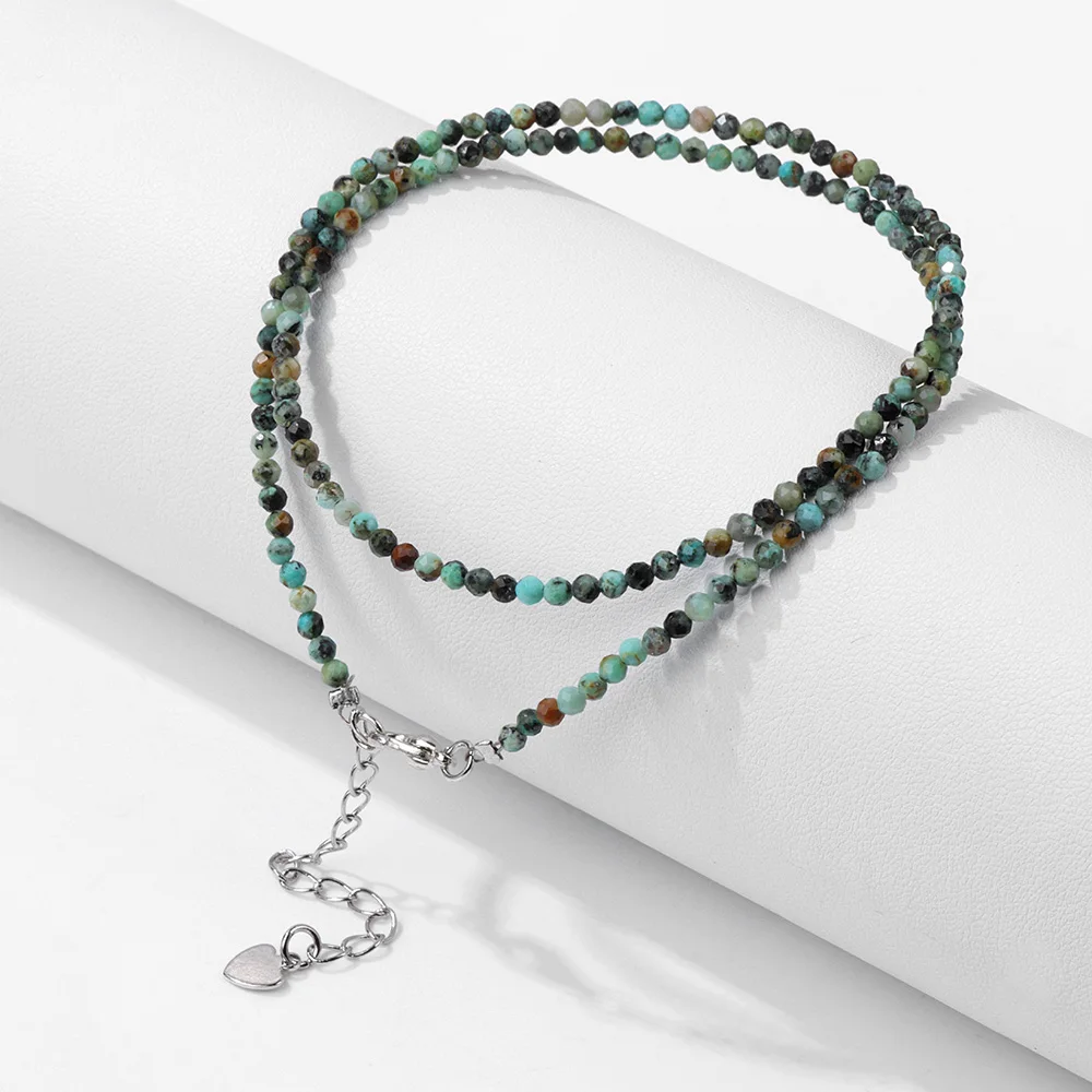 Mini Stone Beaded Necklace 2mm Faceted Natural Agat Quartzs Necklaces Female Fashion Party Choker for Women Girls Jewelry Gift