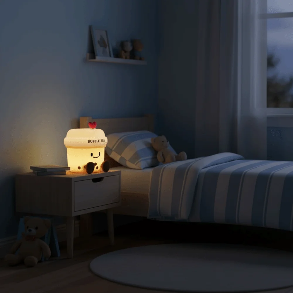 

Led Light Milk Tea Cup Night Light Silicone Material Not Dazzling Bubble Tea Led Lamp Popular Style Cute Design