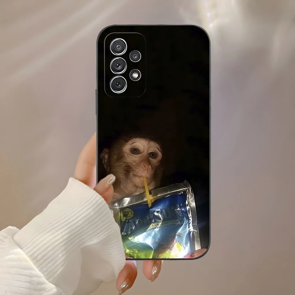 Monkey Sipping Caprisun Meme Phone Case for Samsung S24 Ultra S22 S23 S20 Fe S21 Plus Galaxy A54 A34 A24 A53 M54 Note 20 Cover