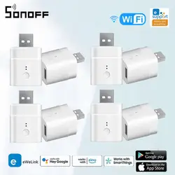 SONOFF-adaptador Micro USB de 5V, enchufe con Wifi, sincronización inteligente, carga, Control por aplicación EWelink, funciona con Alexa, Google Alice Home Assistant