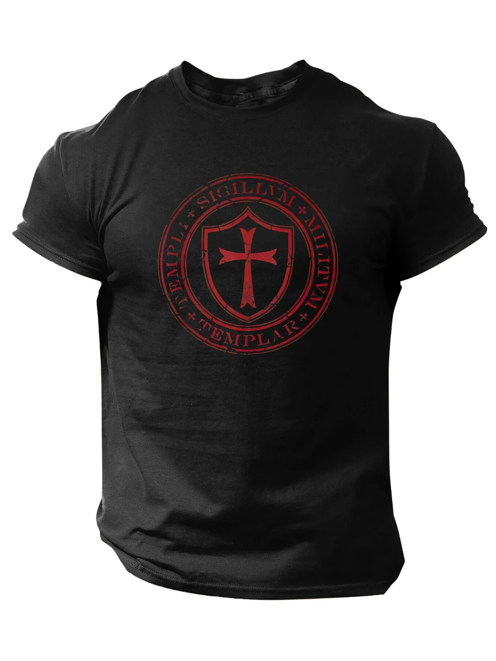 The Templar Cross Spring and Summer Men's Printed Short-sleeved Top, Casual Style, Comfortable and Breathable