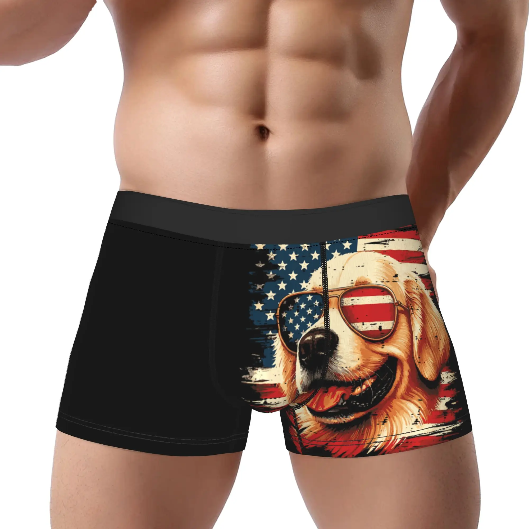 Dog Labrador Golden Retriever Memorial Day Underpants Homme Panties Men's Underwear Ventilate Shorts Boxer Briefs
