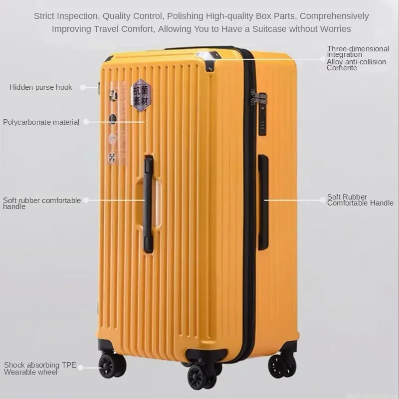 Silent Universal Wheel Luggage 20 22 24 26 28 inch Holiday Large Capacity with Combination Lock Unisex Fashion Overseas Suitcase