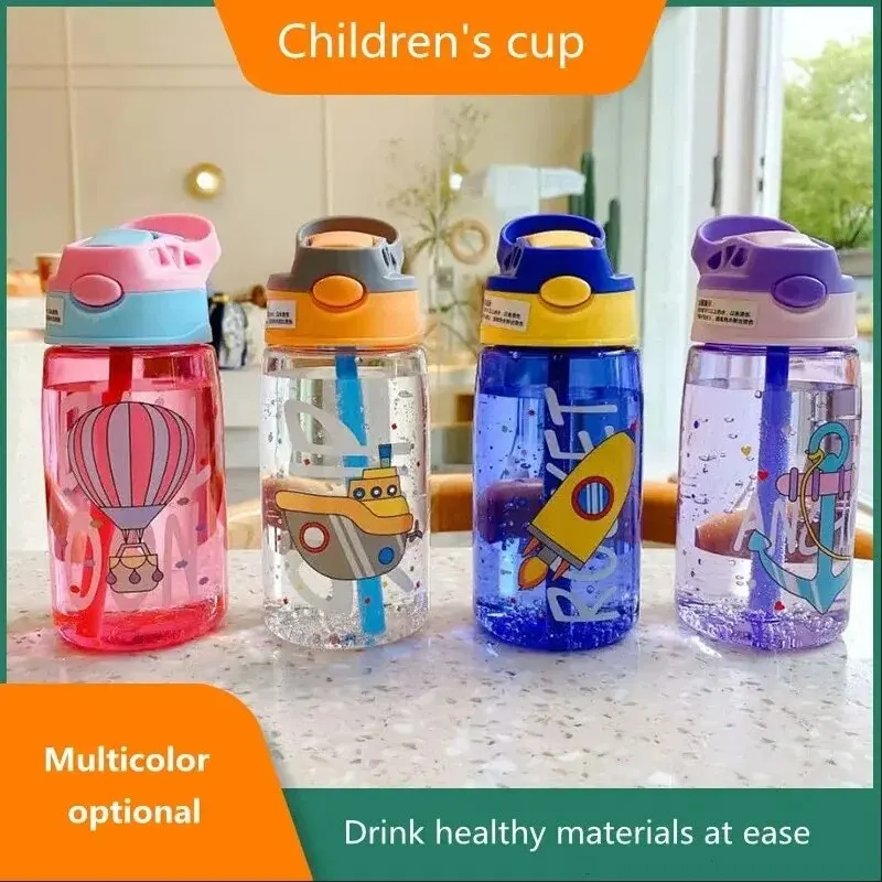 Children's Plastic Water Cup, Straw Cup, Duckbill Portable Creative Adult Male And Female Student Baby Cute Cup