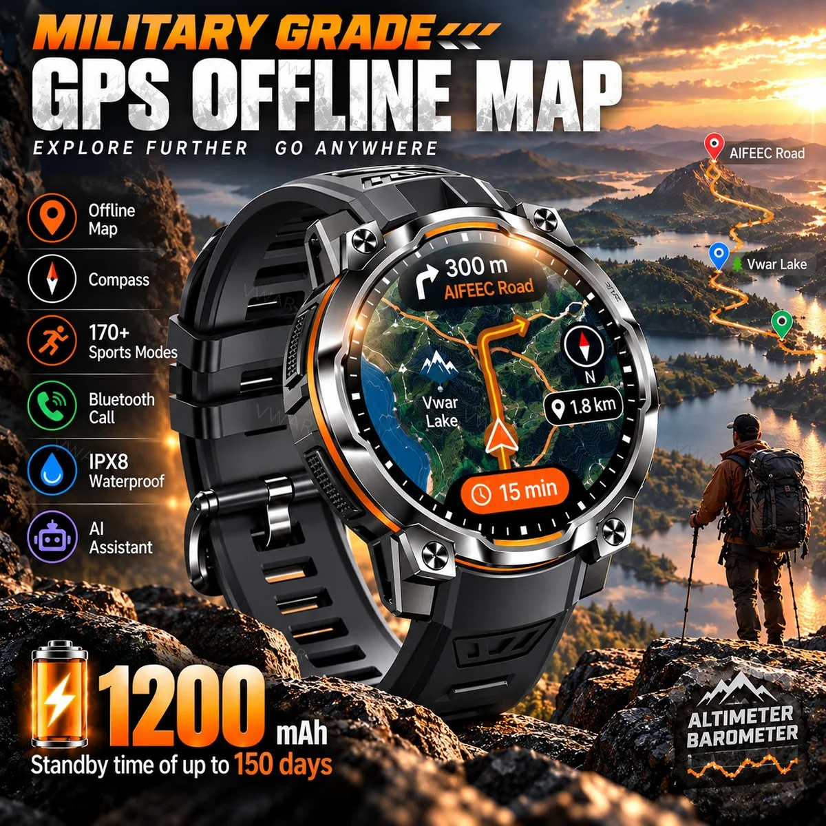 Watch Vs Smartwatch - New All-Terrain Offline Map GPS Smart