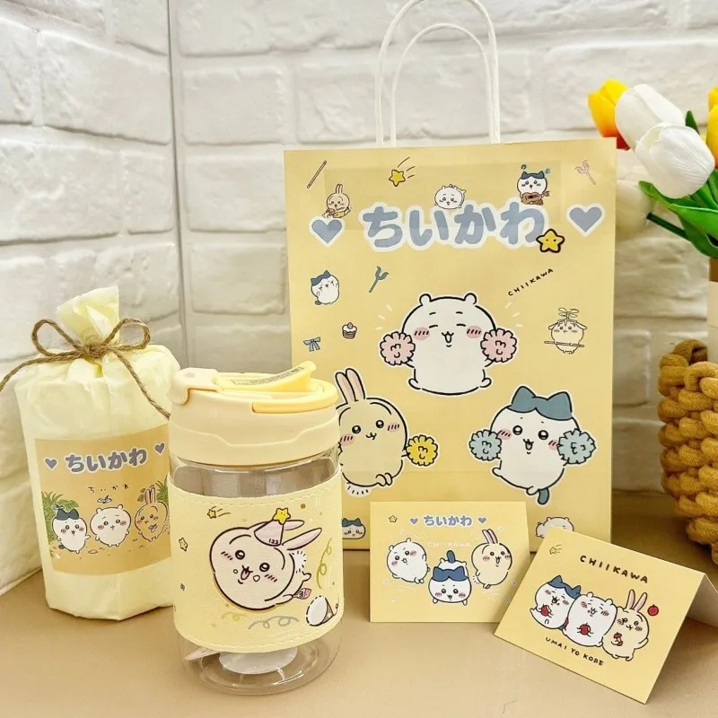 

New Kawaii Sanrio Chiikawa 500ML Creative Double Drinking Cup Transparent Water Cup for Best Friends Children's Birthday Gifts