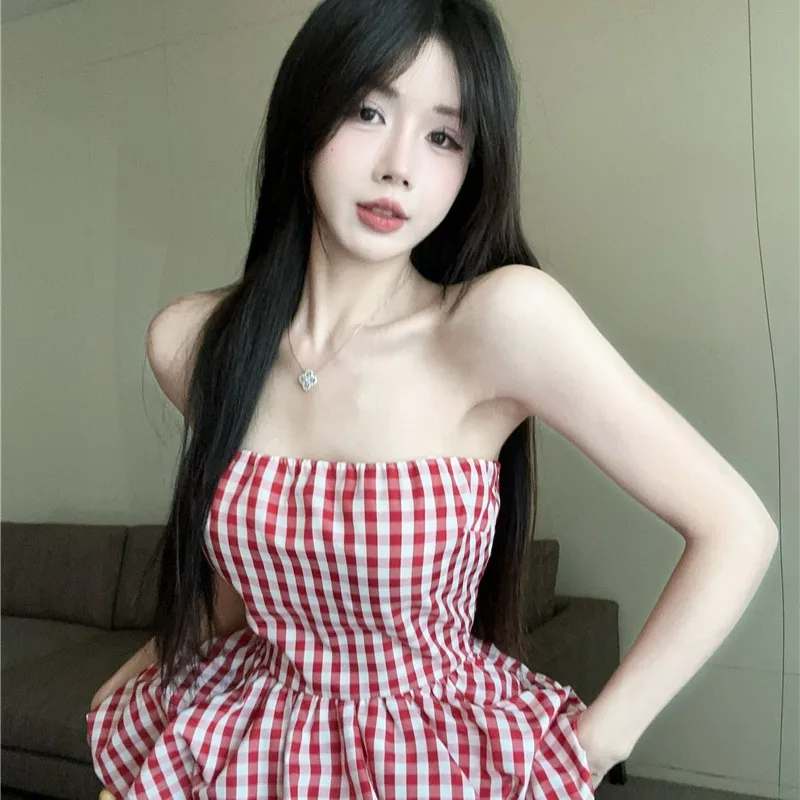 

Уникальный женский летний топ-бюстье в клетку с цветовыми блоками, с кружевным подолом, подчеркивающий талию, в стиле «Nicole Rose»