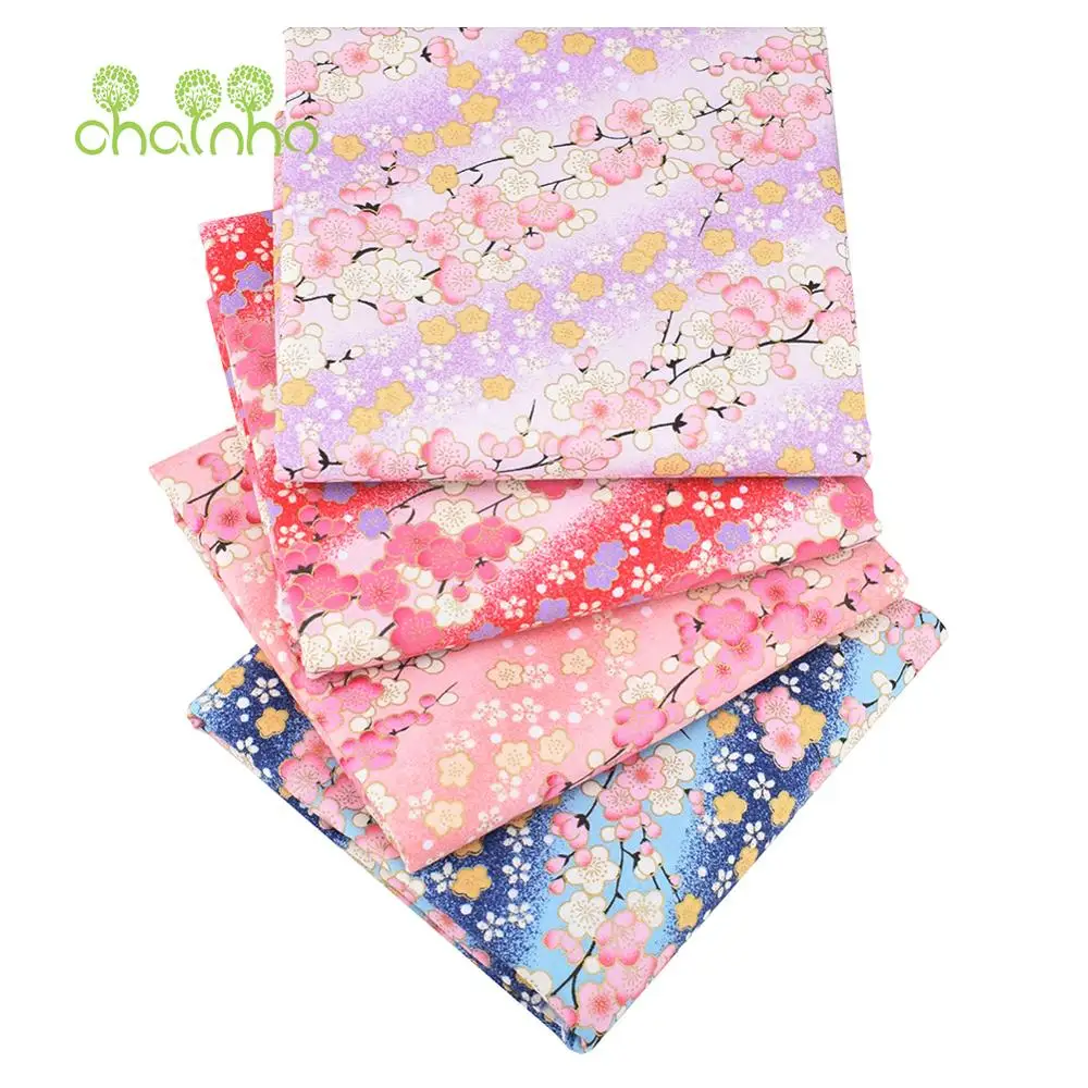 

Chainho,Plain Weave Cotton Fabric,Patchwork Cloth,DIY Quilting & Sewing Material,Cherry Blossoms Serie Textile,4 Kinds Size,CT31