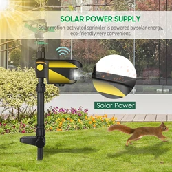 Solar Power Motion-Activated Sprinkler Animal Repeller with 3 Time Modes Adjustable Spray Angle & Sprinkle Distance for Garden