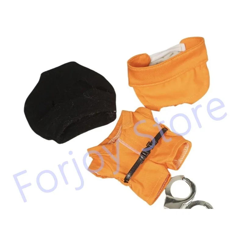 Ubranka dla lalki Labubu 17cm, strój w stylu Pure Prison, kombinezon, zestaw kajdanek, akcesoria dla lalek, unisex, odzież do zabawy dla dzieci.