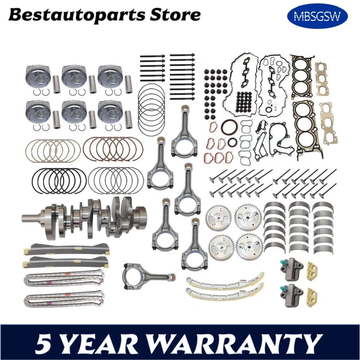 

G6DH Engine Rebuild Overhaul Kit 3.3L Crankshaft Rods Timing For HYUNDAI KIA 3.3