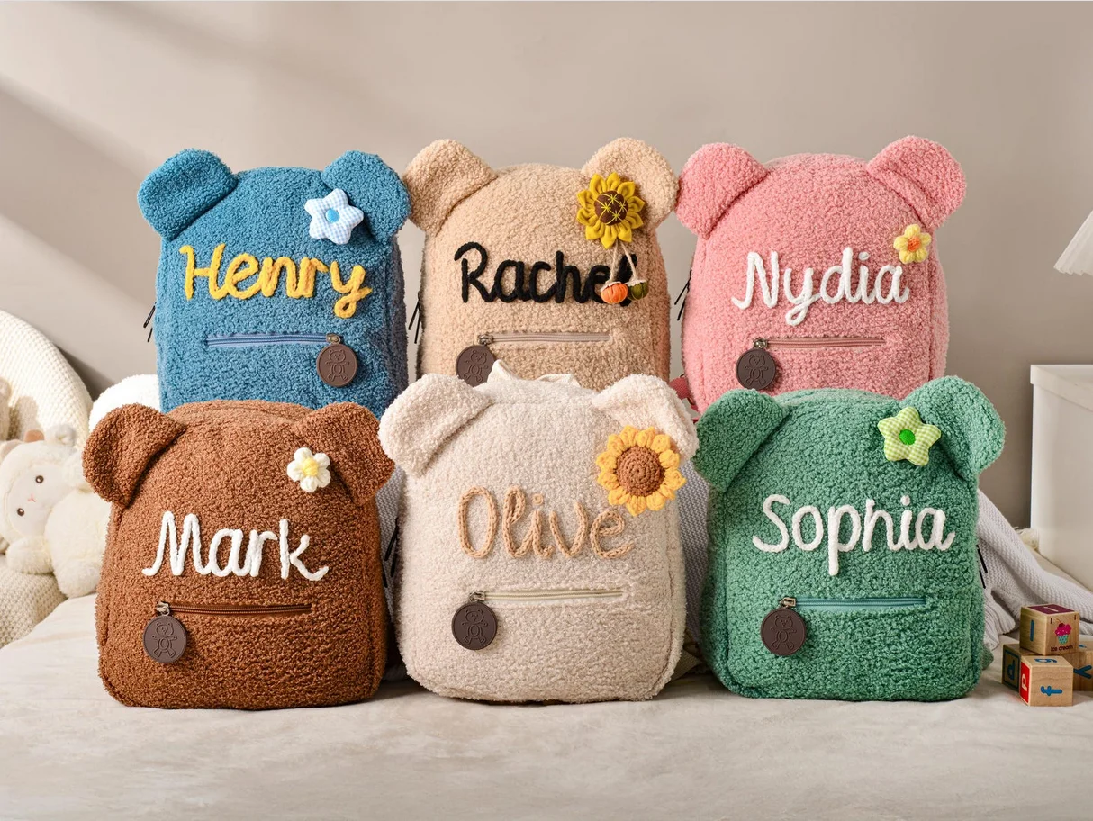 Custom Teddy bear Backpack for Kids,Personalized Fluffy Teddy Bear Backpack,First Day of School Gifts,Toddler Backpack,Kids Gift