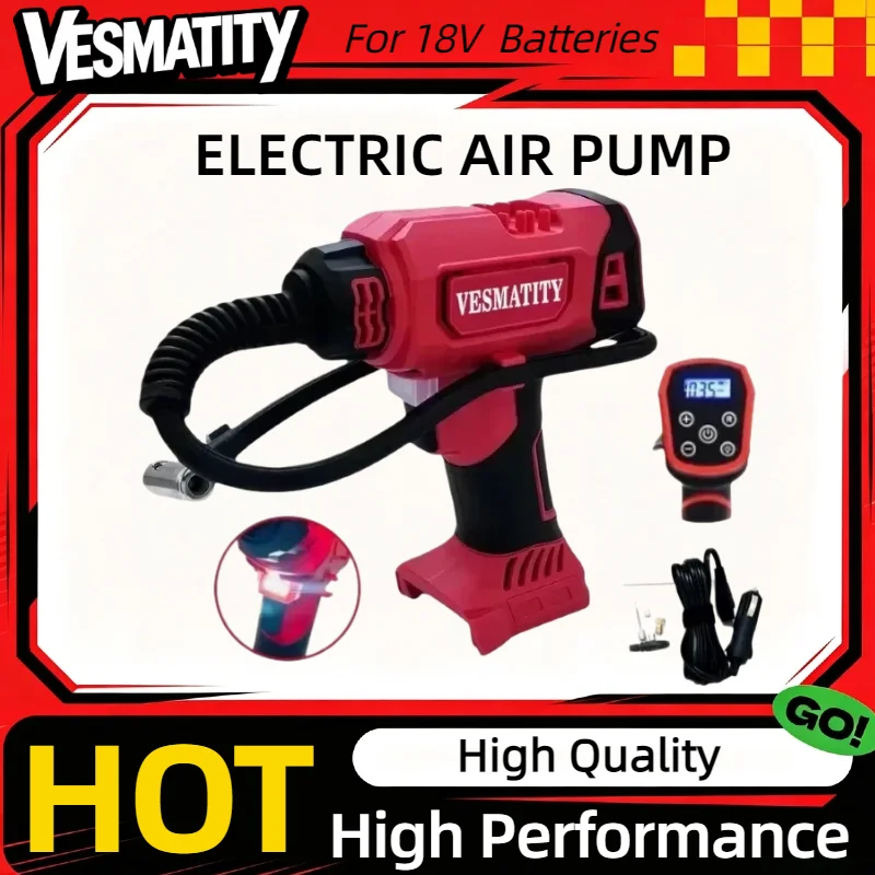 Handheld Automatic Car Tire Inflator Rechargeable Cordless Electric Air Pump Portable Air Compressor Fit Milwaukee Battery