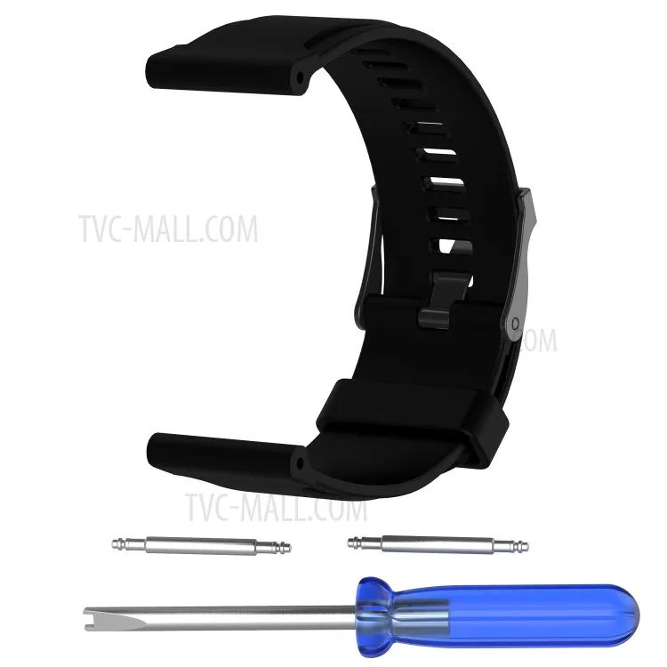 

Silicone Watch Strap for Suunto Traverse with Spring Bars and Tool - Black