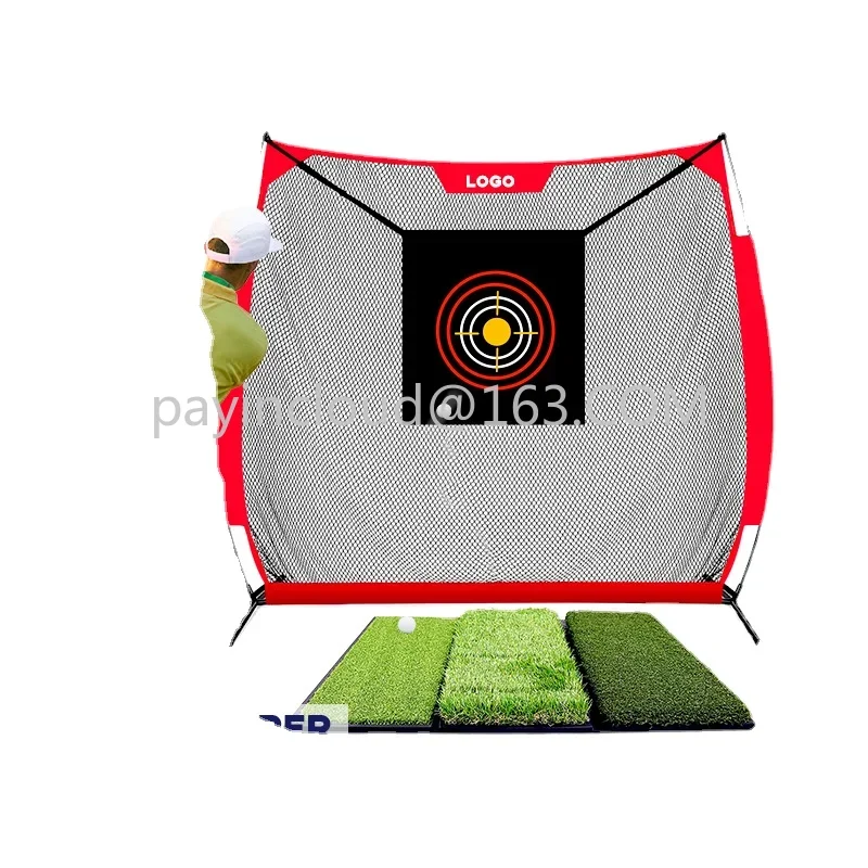 10x7-foot golf practice net+three-turf cushion handbag for indoor and outdoor swing training.