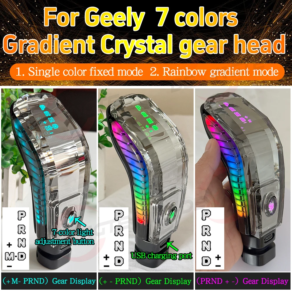 

for Geely Boyue Borui GC9 Emgrand GS GL Gear Lever Handle Ball Automatic Transmission Handball LED Crystal Gear Shift Lever Hand