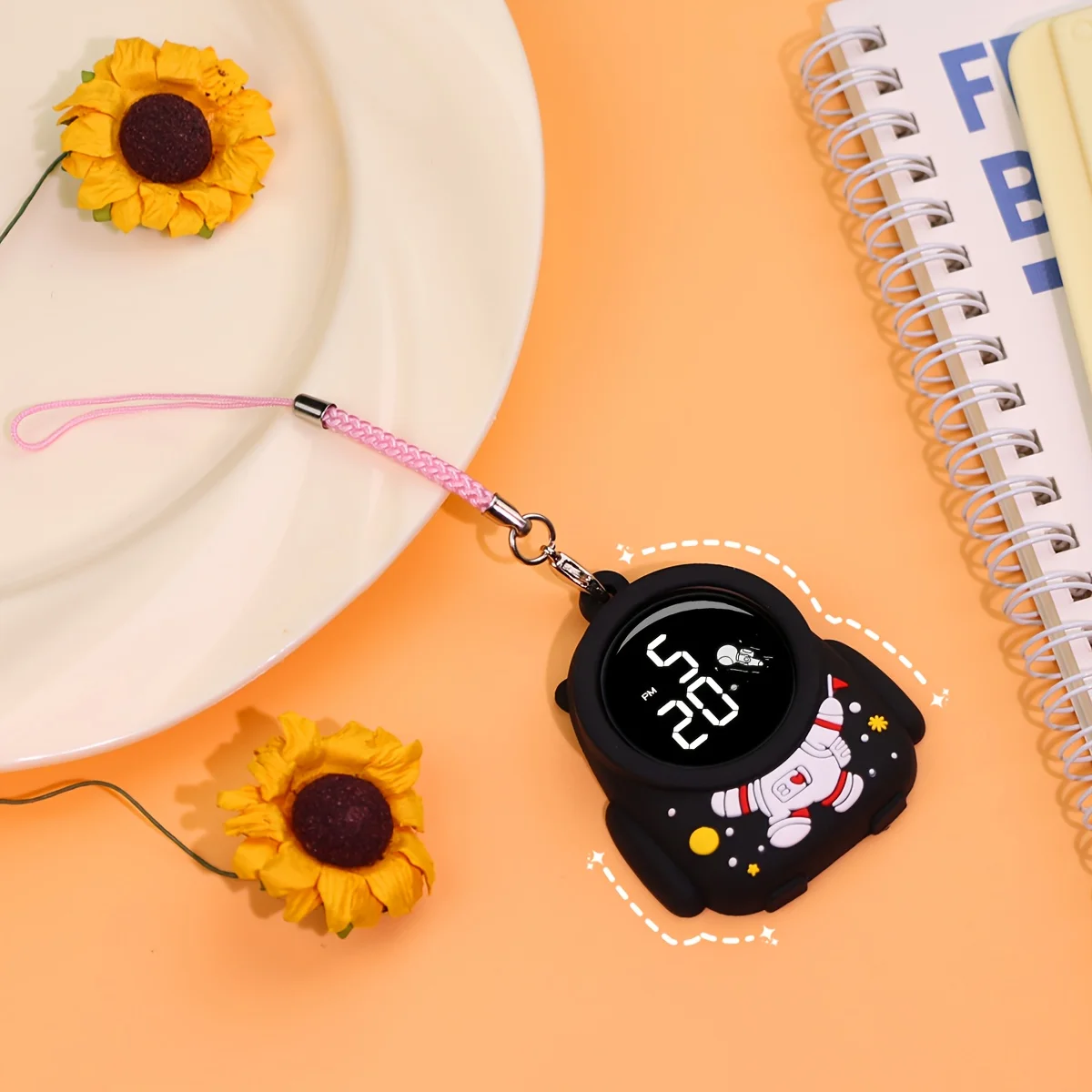 Space Astronaut Lanyard Electronic Watch, Valentine's Day Gift for Boys and Girls Adorable astronaut patterns all over