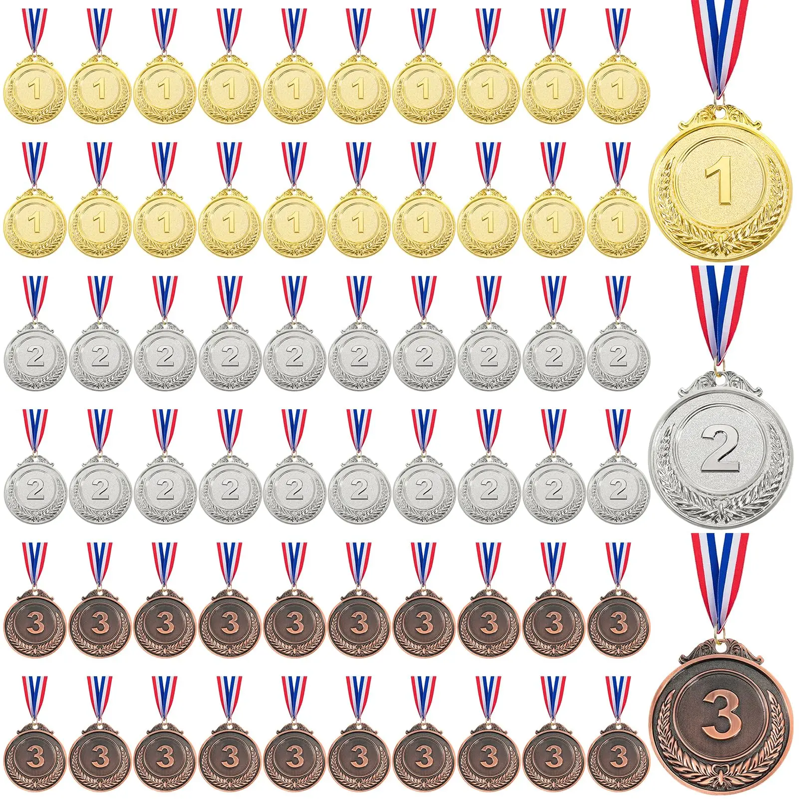 

60 Pcs Gold Silver Bronze Award Medals, 1st 2nd 3rd Place Medals for Awards for Adults for Sports, Competitions