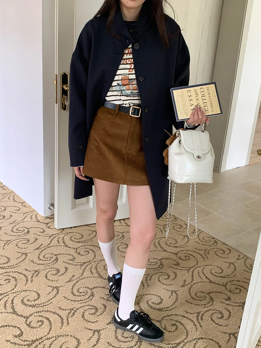 Frühherbst neue mittellange Windjacke mit hochwertiger Stehkragen und Silhouette