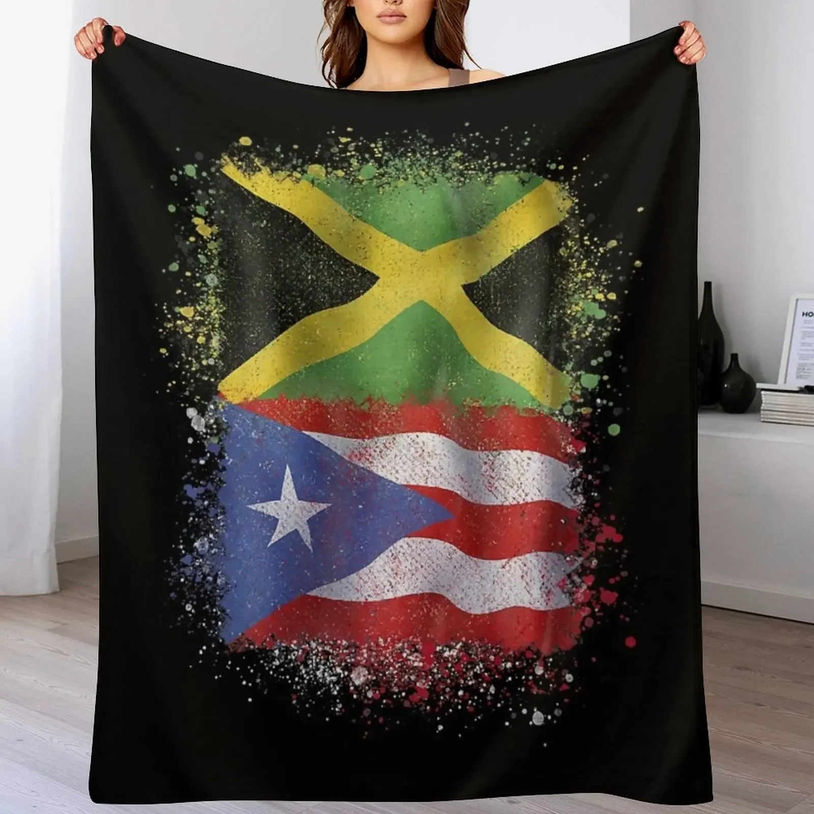 

Puerto Rican Jamaican Love Jamarican Throw Blanket Stuffeds halloween Soft Plaid Sleeping Bag Blankets