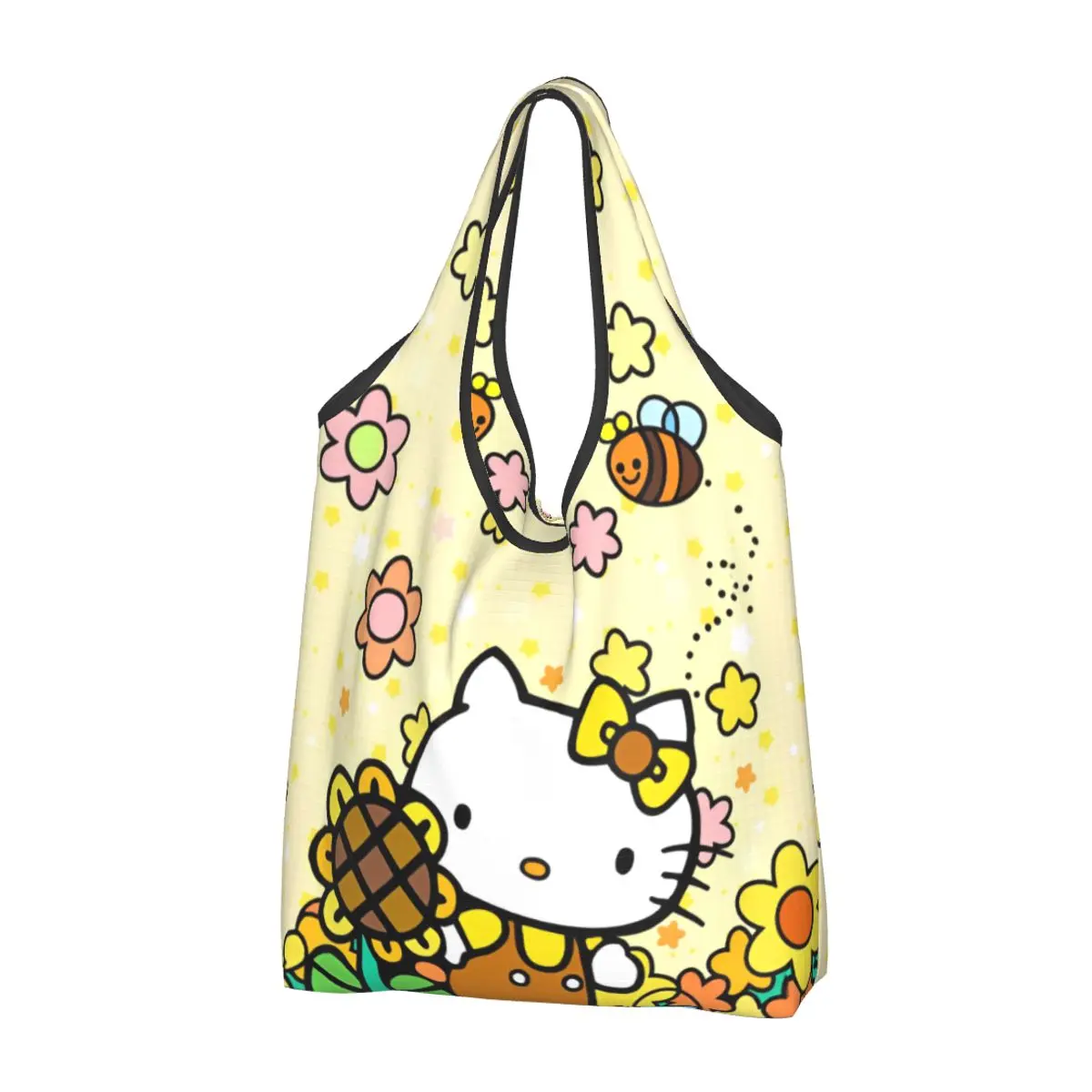 Cartoon Cute Hello Kitty Grocery Bag Durable Large Reusable Recycle Foldable Heavy Duty HelloKitty Shopping Tote Bag Washable