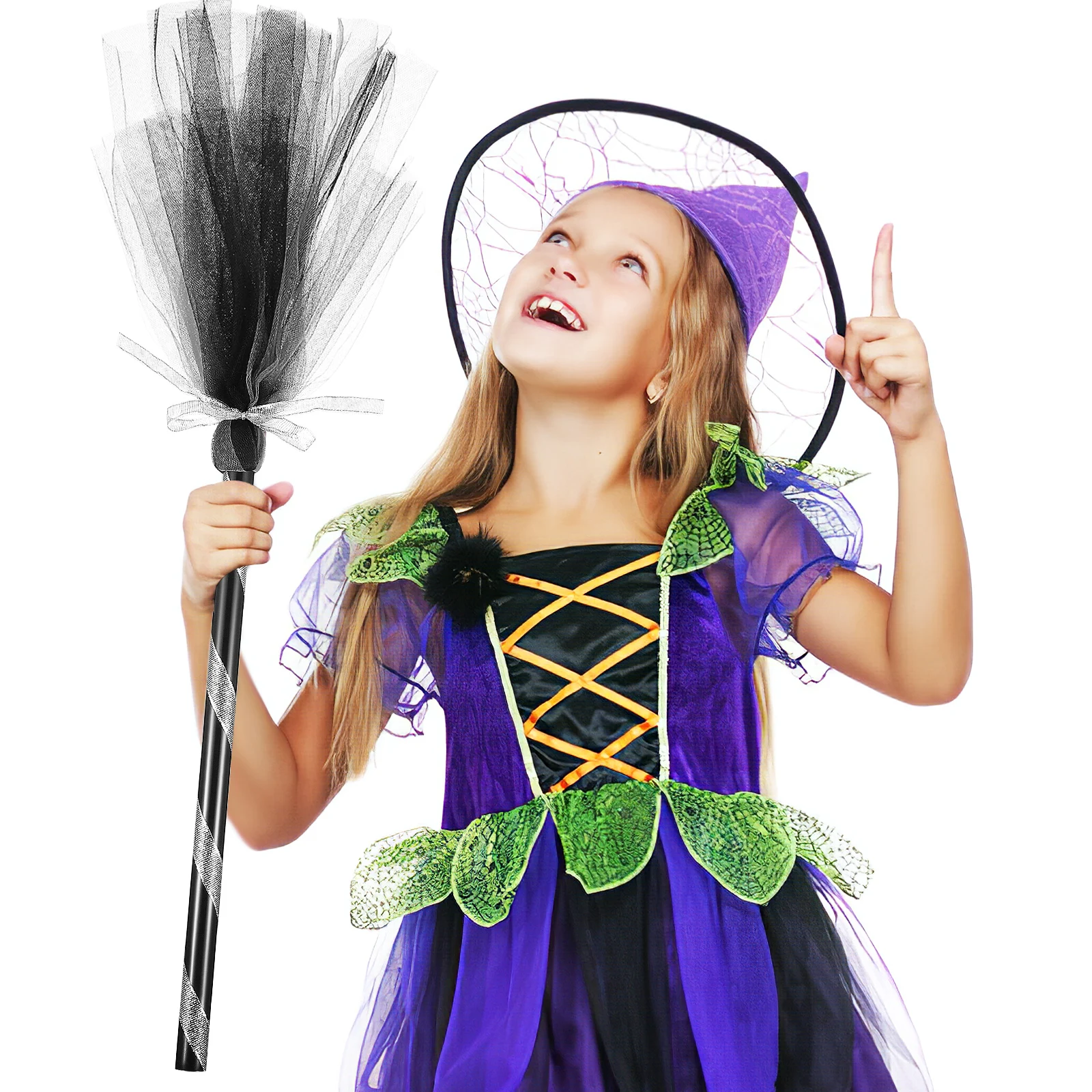 

5pcs Witch Broom Halloween Decorative Broomstick Costume Party Prop Plastic Cosplay Accessories Halloween Party Supplies