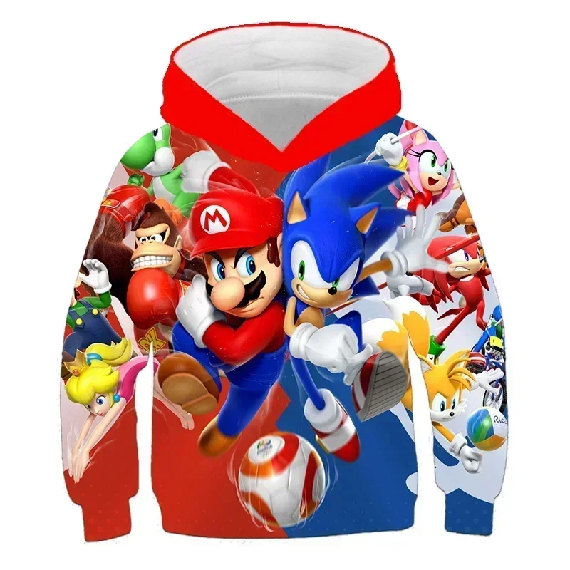 

Sonic Printed Children's Clothing Trendy Casual Hooded Children's Cartoon Sweatshirt Animation Peripherals for Adults