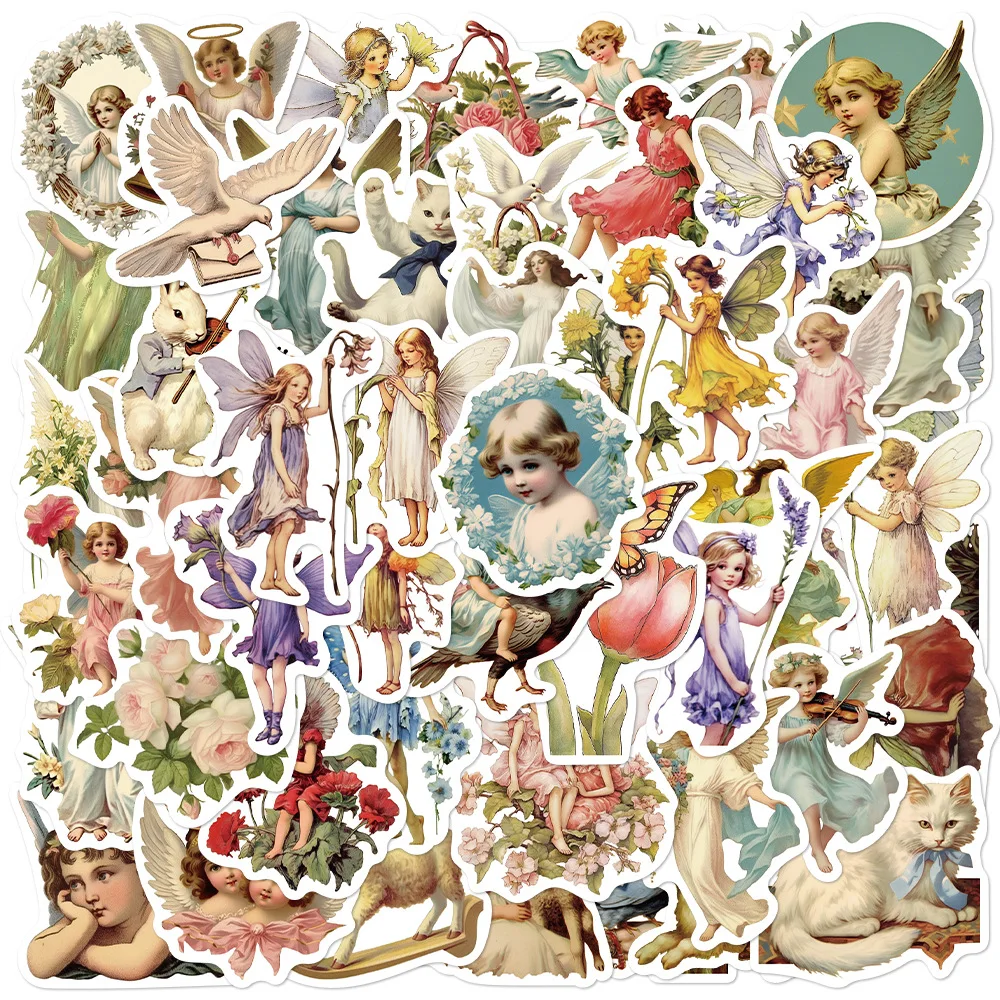 

50/100PCS Oil Painting Elf Fairytale Cute Angel Stickers Decoration Skateboard Laptop Bike Suitcase Wall Decals Cartoon