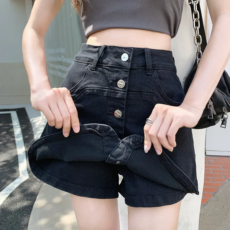 

High Waist plus Size Denim Skirt Women's Design Sensation A-Line Bodycon Short Pants Summer Fashion Korean Style Pure Co...