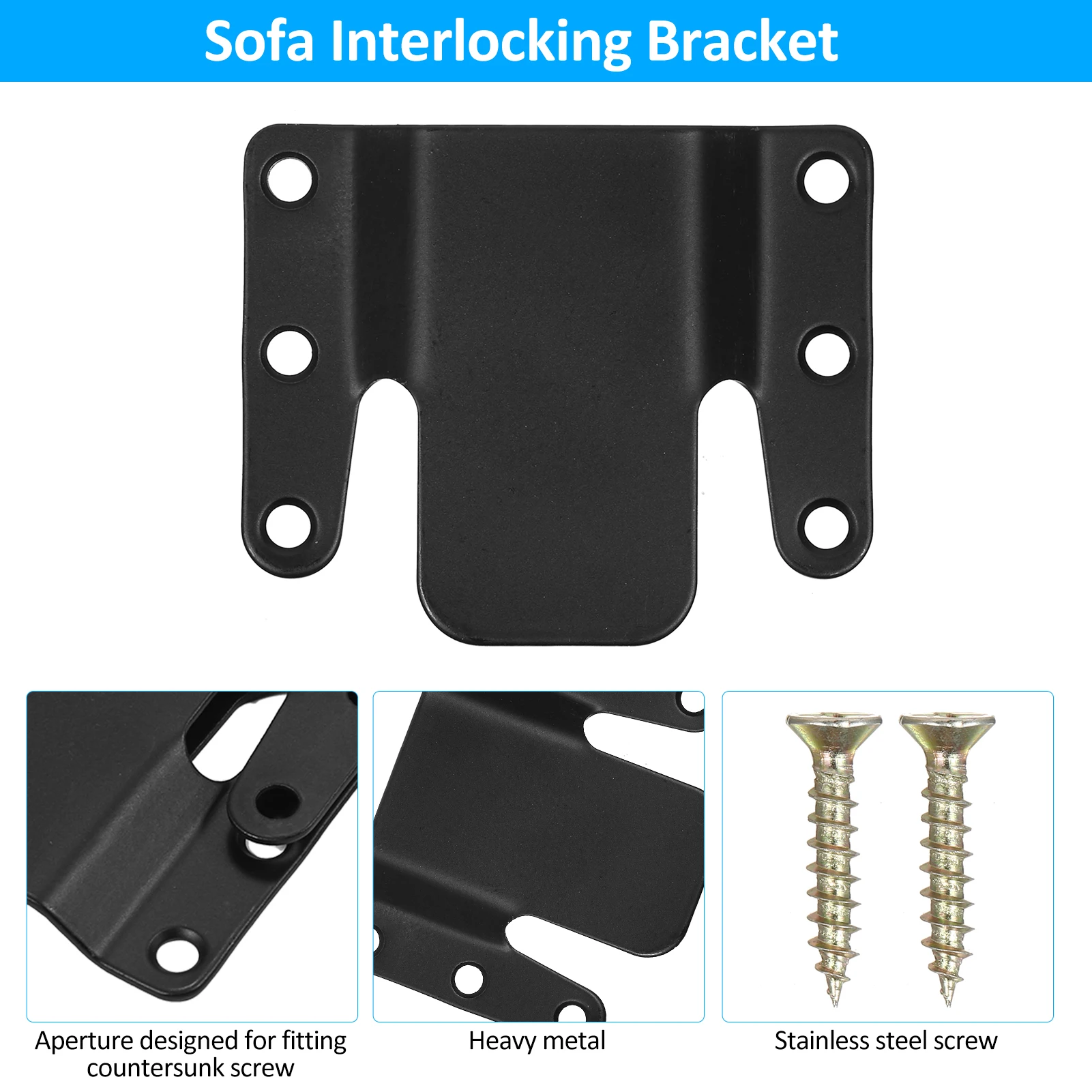 4Pcs Sectional Couch Connectors Universal Sectional Sofa Interlocking Easy to Install Couch Clips for Sectionals Sturdy